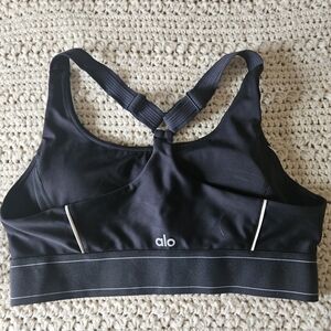 ALO Yoga Black Sports Bra with White Accents